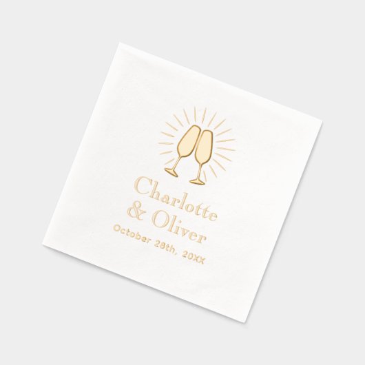 Champagne Gläses Wedding Couple Names Datum Servietten Mit Folie (Links)