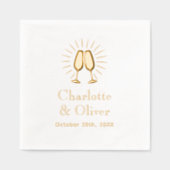 Champagne Gläses Wedding Couple Names Datum Servietten Mit Folie (Vorderseite)