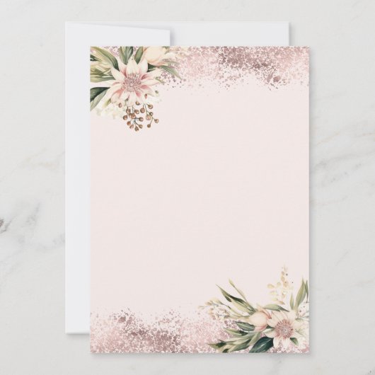 Champagne Glass Boho Blume Brunch & Bubbly Einladung (Rückseite)