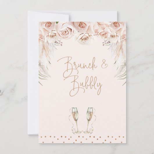 Champagne Glass Boho Brunch Brautparty Einladung (Rückseite)