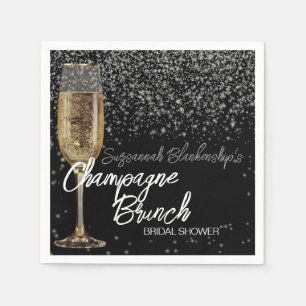 Champagne Glass Brunch Brautparty Gold Bokeh Serviette