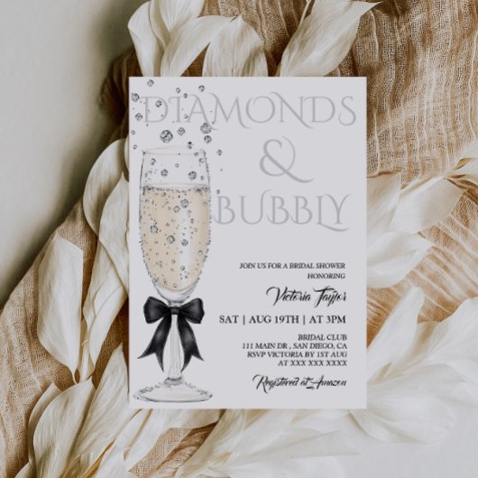 Champagne Glass Elegantes Bow-Brautparty Einladung