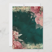 Champagne Glass Gold Confetti Floral Green 60th  Einladung (Rückseite)