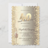 Champagne Glass Gold Confetti Frame 40. Geburtstag Einladung (Vorderseite)