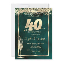 Champagne Glass Gold Confetti Green 40. Geburtstag