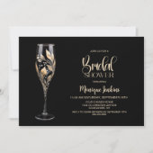 Champagne Glass Gold Leaf Bridal Shower Einladung (Vorderseite)