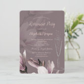 Champagne Glass Magnolia Rentirement Einladung (Stehend Vorderseite)
