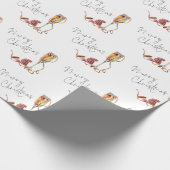 Champagne Glass Pattern Script Frohe Weihnachten Geschenkpapier (Ecke)