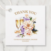 Champagne Glass Peach Lila Floral Vielen Dank Geschenkanhänger (Vorderseite)