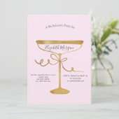 Champagne Glass Pink Bachelorette Einladung (Stehend Vorderseite)