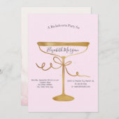 Champagne Glass Pink Bachelorette Einladung (Vorne/Hinten)