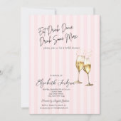 Champagne Glass Pink Stripes Bridal Shower Einladung (Vorderseite)
