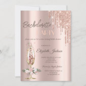 Champagne Glass Rose Junggeselinnen-Abschied Einladung (Vorderseite)