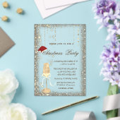 Champagne Glass Santa Hat Christmas Party Acryleinladungen (In Situ (Hochzeit))