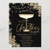Champagne Glass Snowflakes Christmas Company Einladung (Vorne/Hinten)