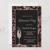 Champagne Glass Sparkle Wirbel Rente Party Einladung (Vorderseite)
