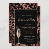 Champagne Glass Sparkle Wirbel Rente Party Einladung (Vorne/Hinten)