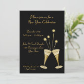 Champagne Glass Stars Cocktail Party Einladung (Stehend Vorderseite)