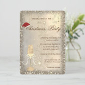 Champagne Glass Weihnachtsmannmütze Weihnachts-Par Einladung (Stehend Vorderseite)