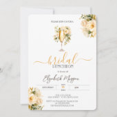 Champagne Glass White Roses Bridal Luncheon Einladung (Vorderseite)