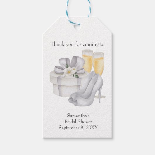 Champagne Glasses Brides Shoes Brautparty Gefallen Geschenkanhänger (Vorderseite)