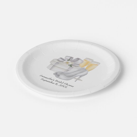 Champagne Glasses Brides Shoes Brautparty Pappteller (Schrägansicht)