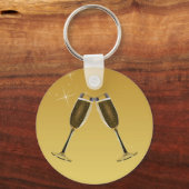 Champagne Glasses Celebration on Gold Schlüsselanhänger (Vorderseite)