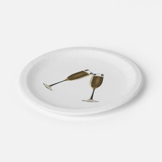 Champagne Glasses Celebration Pappteller (Schrägansicht)