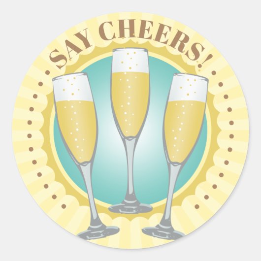 Champagne Glasses Classic Round Sticker (Vorderseite)
