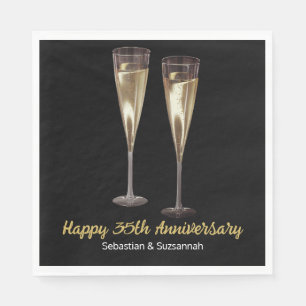 Champagne Glasses Custom Wedding Anniversary Party Serviette