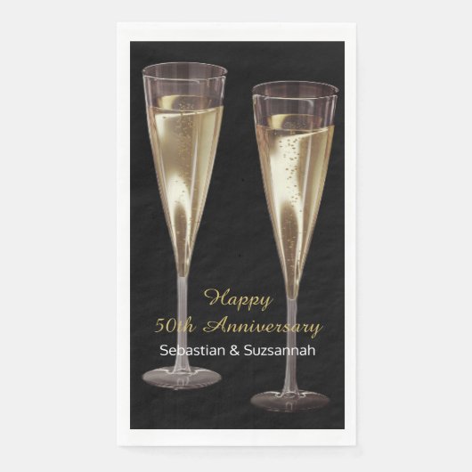 Champagne Glasses Custom Wedding Anniversary Party Serviette (Vorderseite)