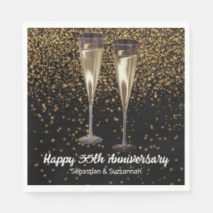 Champagne Glasses Custom Wedding Anniversary Party Serviette