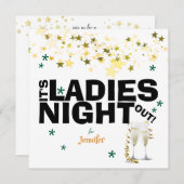 Champagne Glasses Glitzern Junggeselinnen-Abschied Einladung (Vorne/Hinten)