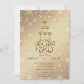 Champagne Glasses Gold Weihnachten Einladung (Vorderseite)