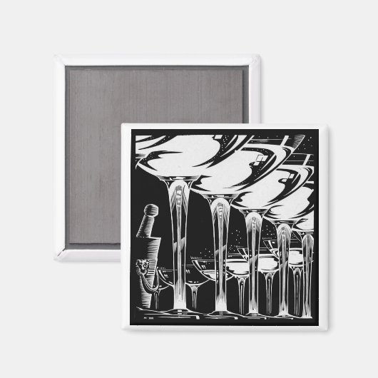 Champagne Glasses Magnet (Vorderseite/Rückseite)