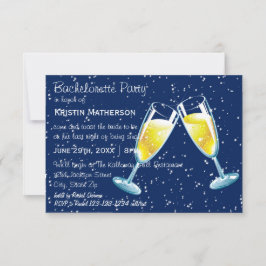 Champagne Glasses Night - 3x5 Junggeselinnen-Absch Einladung