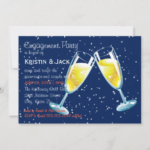 Champagne Glasses Night - Engagement Party Einladung