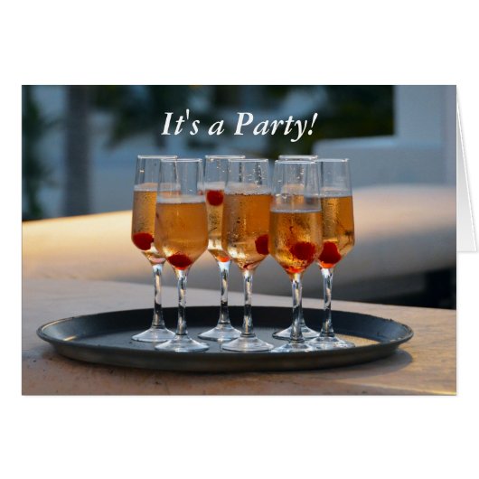 Champagne Glasses Party Einladung (Vorderseite (Horizontal))