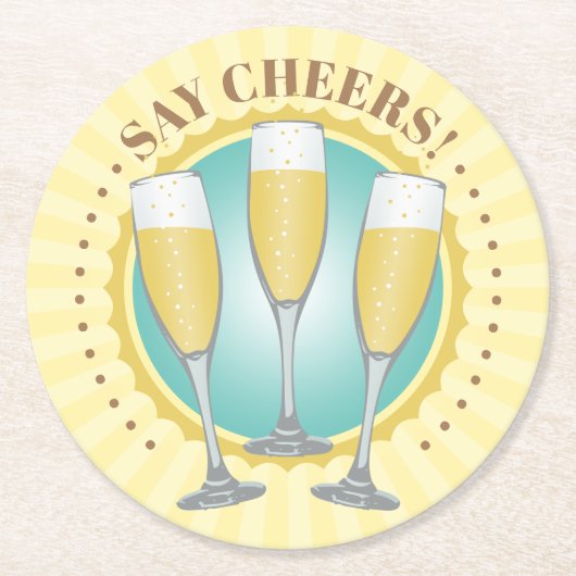 Champagne Glasses Round Paper Untersetzer (Vorderseite)