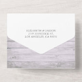 Champagne Glasses Rustic Wood String Light Wedding All In One Einladung (Rückseite)