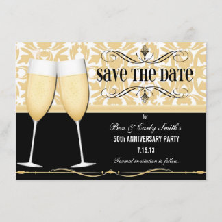 Champagne Glasses Save the Date Einladung