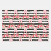 Champagne Glasses Schwarz-weiße Streifen Geschenkpapier Set (Vorderseite 2)