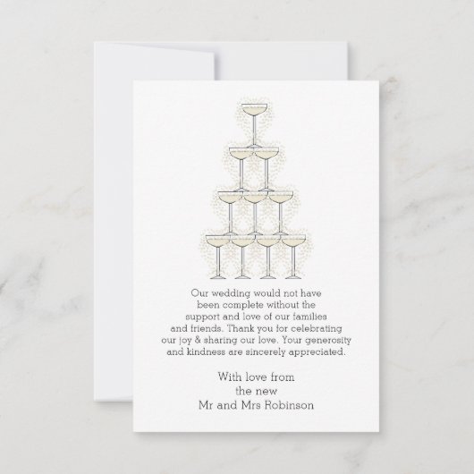 Champagne Glasses Simple Wedding Dankeskarte (Rückseite)