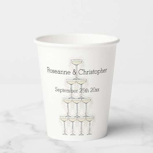 Champagne Glasses Simple Wedding Pappbecher (Rückseite)