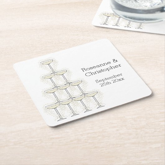 Champagne Glasses Simple Wedding Rechteckiger Pappuntersetzer (angewinkelt)