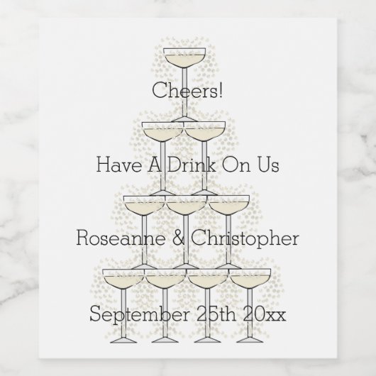 Champagne Glasses Simple Wedding Weinetikett (Einzelnes Label)