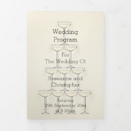 Champagne Glasses Wedding Dreifach-gefaltete Programmkarte