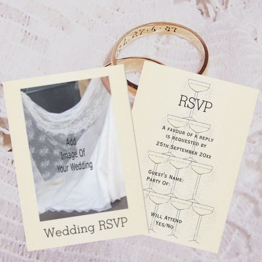 Champagne Glasses Wedding RSVP Karte