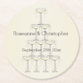 Champagne Glasses Wedding Runder Pappuntersetzer (Vorderseite)