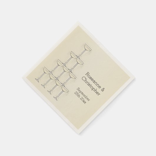 Champagne Glasses Wedding Serviette (Ecke)